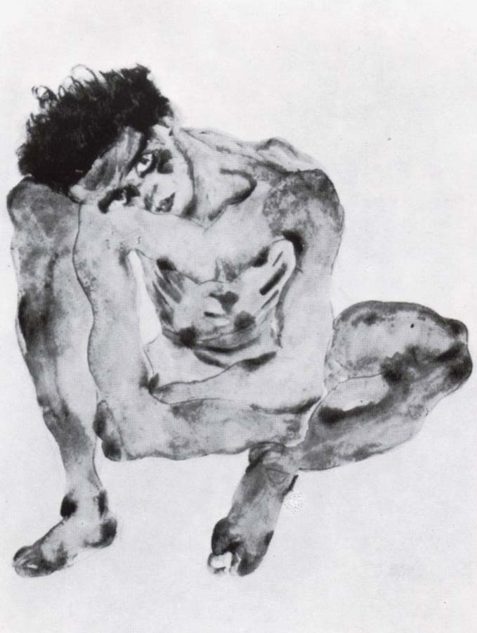 Egon Schiele Crouching figure